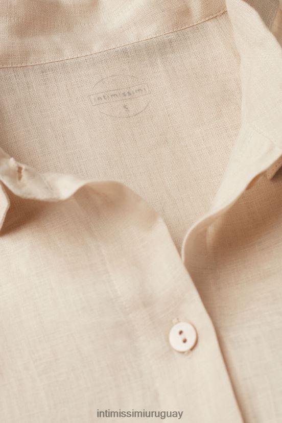 camisa de lino de tejido liso Intimissimi mujer 913i-cuerda beige V806B81295 vestir
