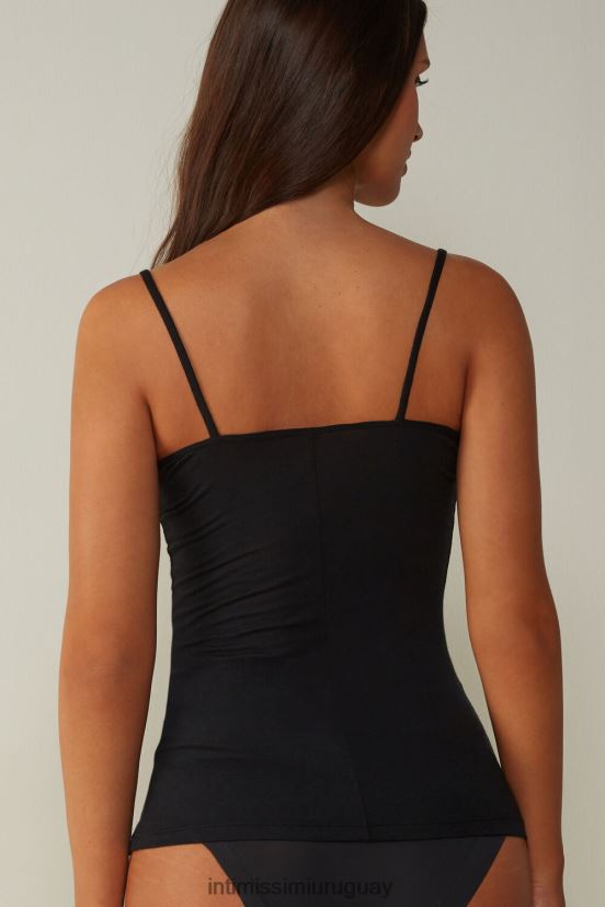 Camisola ultraligera de modal y cashmere con encaje Intimissimi mujer 019-negro V806B81387 vestir