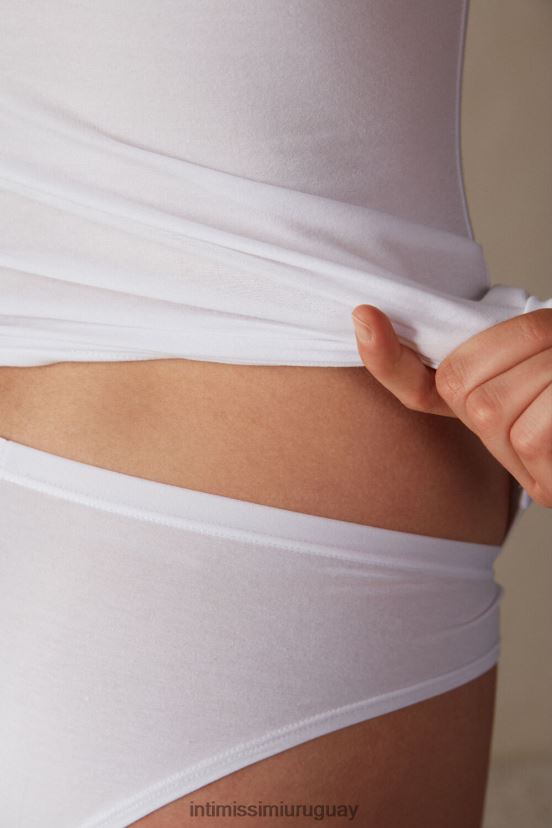 camiseta sin mangas de algodón natural con hombros anchos Intimissimi mujer 001-blanco V806B81488 vestir