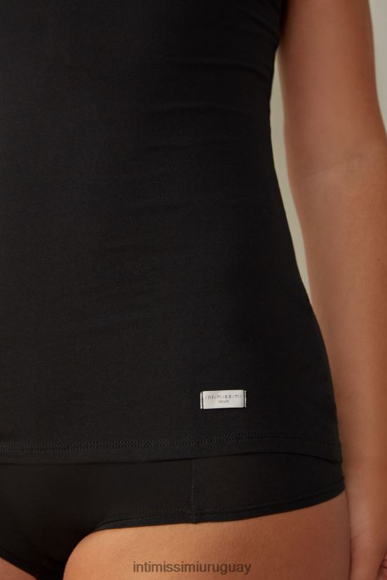 camiseta sin mangas de algodón natural con hombros anchos Intimissimi mujer 019-negro V806B81486 vestir