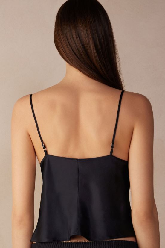 camisola corta de seda Intimissimi mujer 019-negro V806B81320 vestir