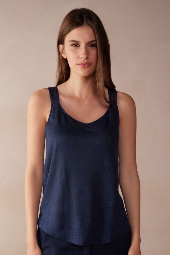camisola de lino Intimissimi mujer 243j-azul marinero V806B81282 vestir