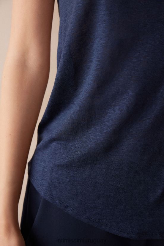 camisola de lino Intimissimi mujer 243j-azul marinero V806B81282 vestir