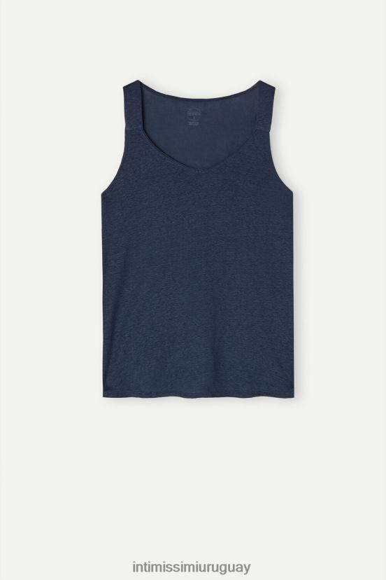camisola de lino Intimissimi mujer 243j-azul marinero V806B81282 vestir