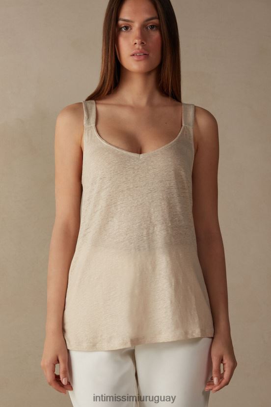 camisola de lino Intimissimi mujer 913i-cuerda beige V806B81293 vestir
