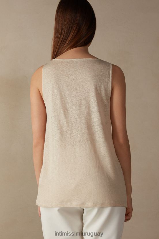 camisola de lino Intimissimi mujer 913i-cuerda beige V806B81293 vestir