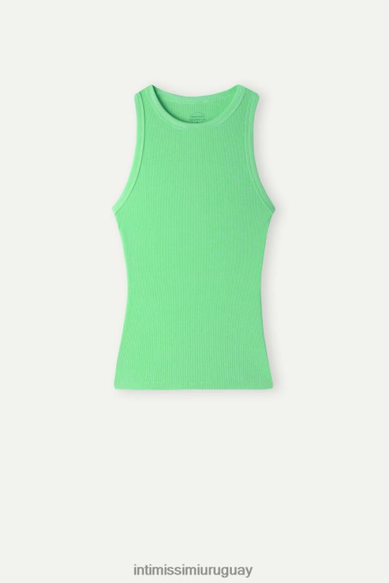 chaleco de canalé de algodón supima Intimissimi mujer 218j-manzana menta V806B81285 vestir