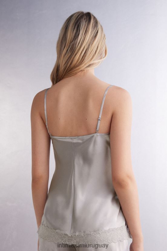 top de encaje y seda Intimissimi mujer 347j-gris hielo V806B81263 vestir