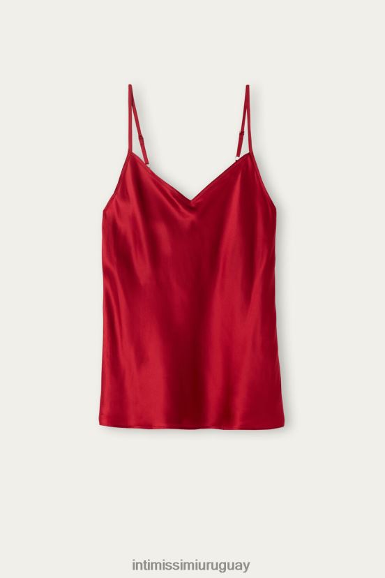 top de satén de seda con escote en pico Intimissimi mujer 1473-rojo V806B81384 vestir