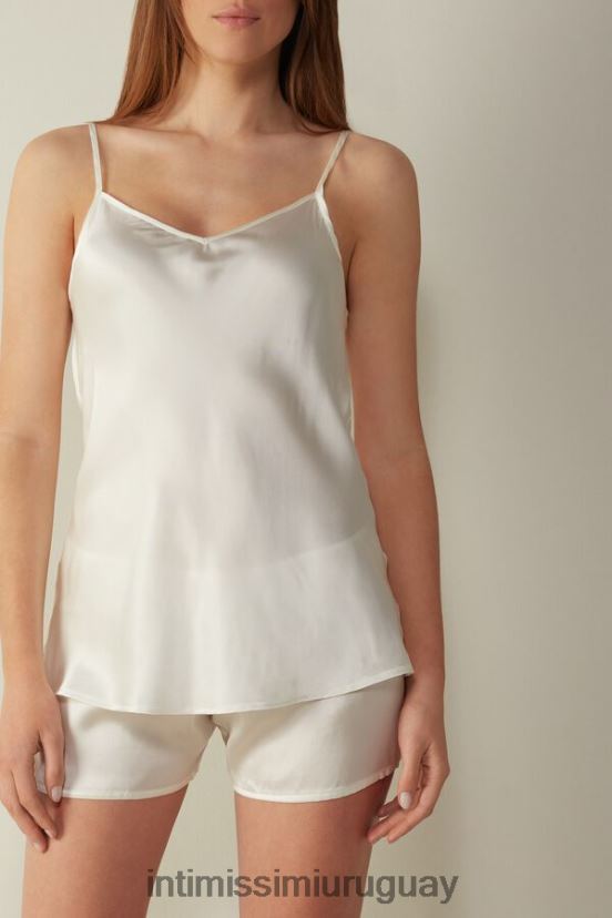 top de satén de seda con escote en pico Intimissimi mujer 2127-blanco polvo V806B81394 vestir
