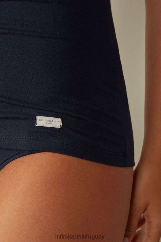top de tirantes de algodón natural Intimissimi mujer 1467-azul intenso V806B81458 vestir