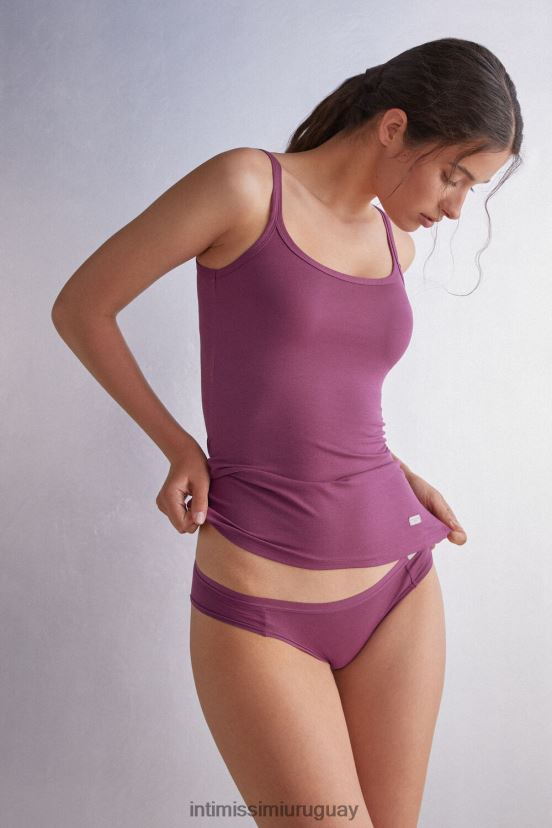 top de tirantes de algodón natural Intimissimi mujer 345j-vino morado V806B81272 vestir