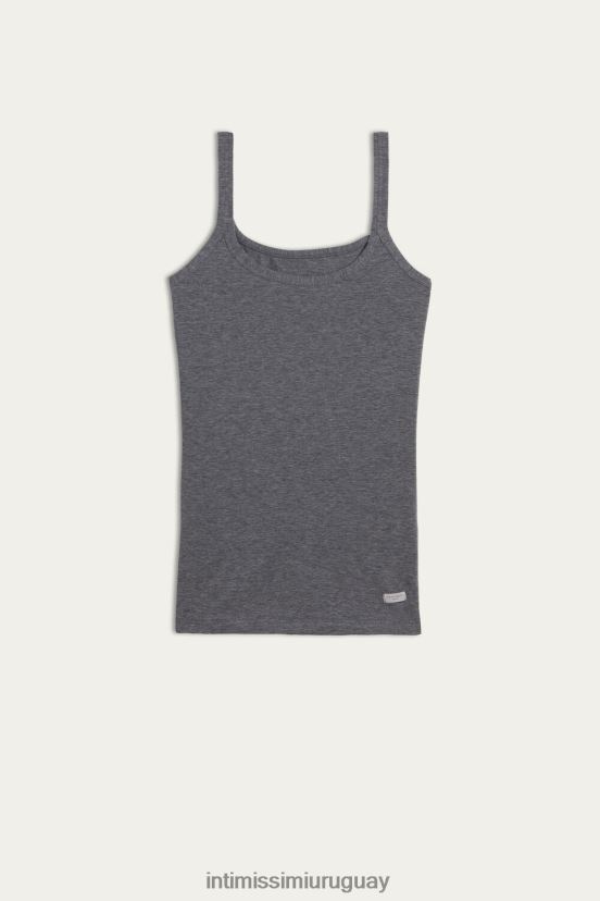 top de tirantes de algodón natural Intimissimi mujer Mezcla gris nube 616i V806B81409 vestir