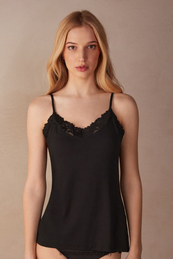 top modal flores bonitas Intimissimi mujer 019-negro V806B81388 vestir