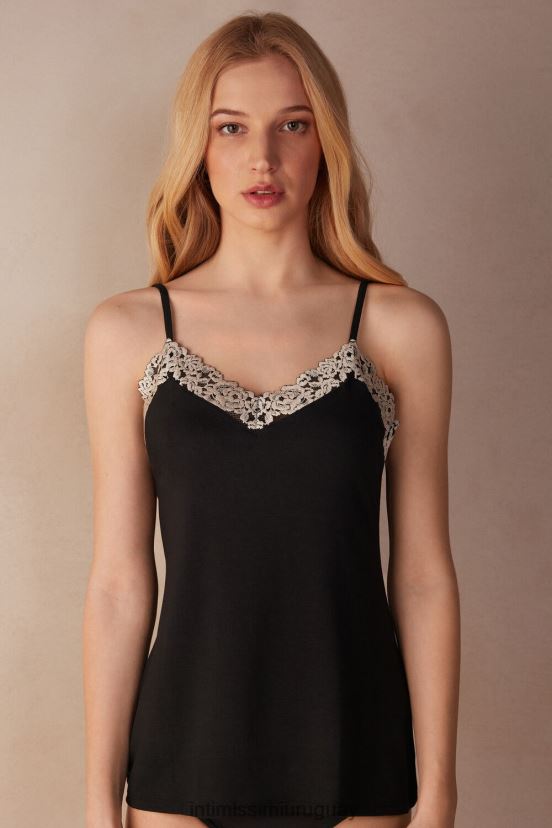 top modal flores bonitas Intimissimi mujer 9887-negro/marfil V806B81402 vestir