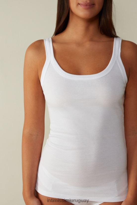 top sin mangas de algodón supima con espalda de nadador Intimissimi mujer 001-blanco V806B81462 vestir