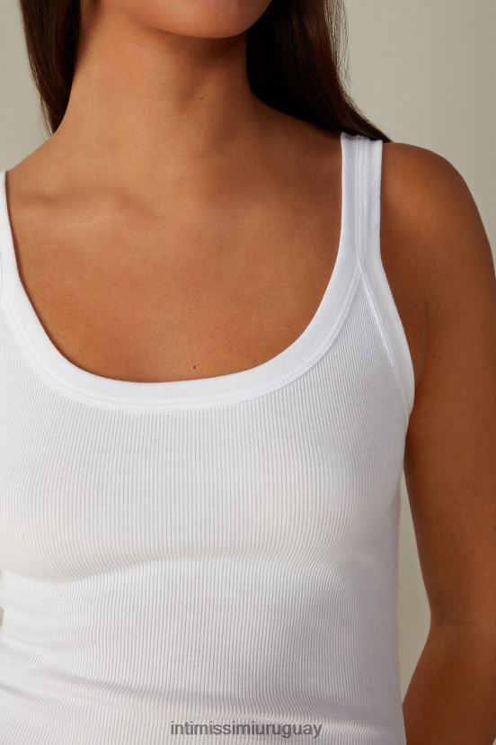 top sin mangas de algodón supima con espalda de nadador Intimissimi mujer 001-blanco V806B81462 vestir