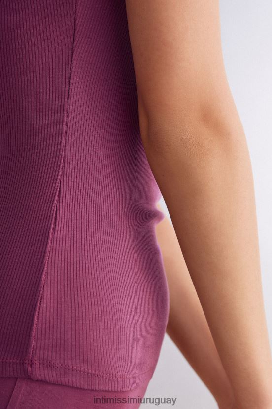 top sin mangas de algodón supima con espalda de nadador Intimissimi mujer 345j-vino morado V806B81271 vestir