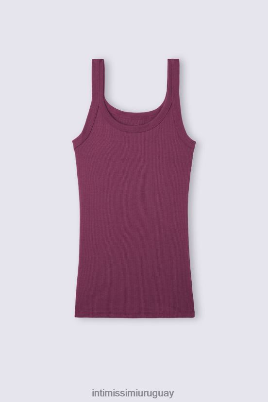 top sin mangas de algodón supima con espalda de nadador Intimissimi mujer 345j-vino morado V806B81271 vestir