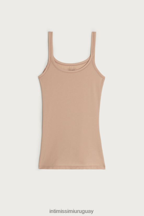 top ultraligero de algodón supima Intimissimi mujer 044-beige suave V806B81411 vestir