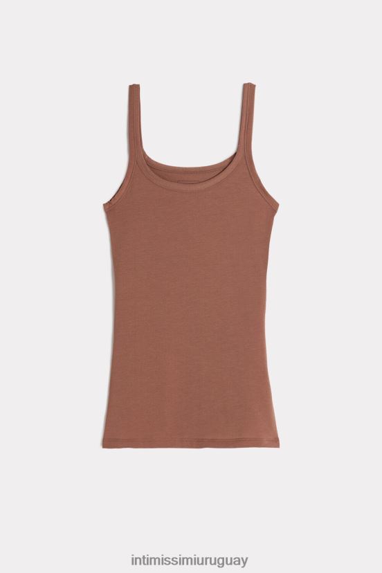 top ultraligero de algodón supima Intimissimi mujer 502i-beige oscuro V806B81410 vestir