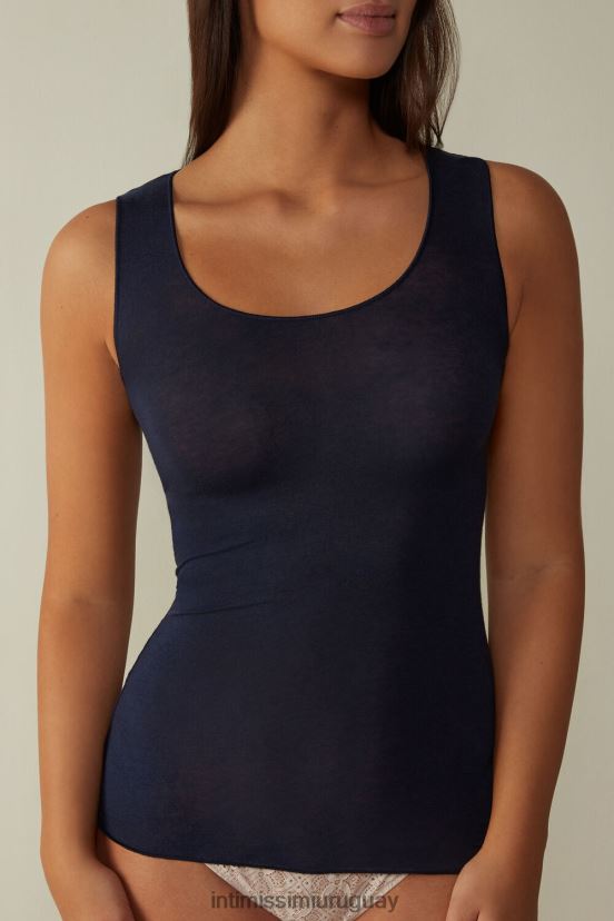 top ultraligero de cachemira y modal con hombros anchos Intimissimi mujer 1467-azul intenso V806B81436 vestir
