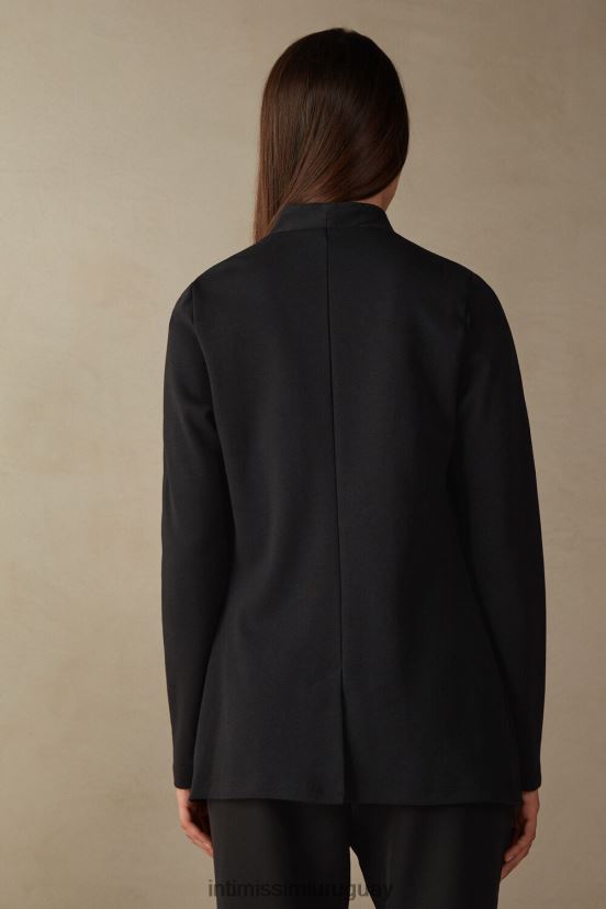 cárdigan de interlock de algodón de manga larga Intimissimi mujer 019-negro V806B81424 vestir