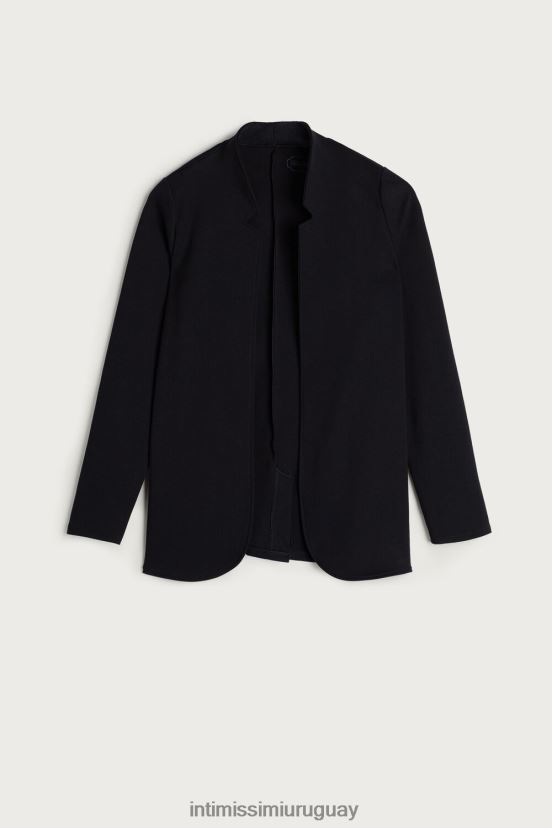 cárdigan de interlock de algodón de manga larga Intimissimi mujer 019-negro V806B81424 vestir