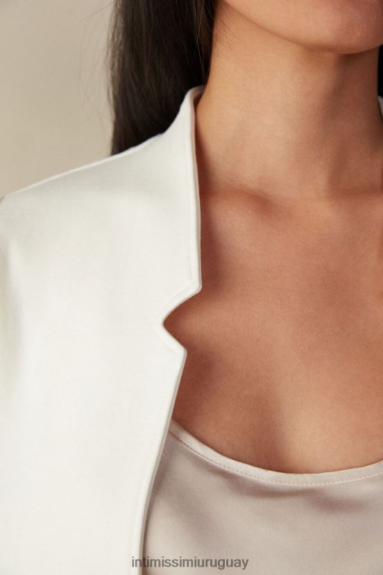 cárdigan de interlock de algodón de manga larga Intimissimi mujer 2127-blanco polvo V806B81413 vestir