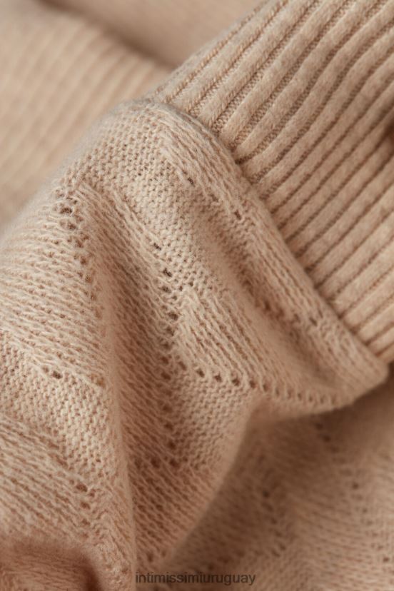 cárdigan de manga larga en jacquard trenzado de invierno Intimissimi mujer 2106-mezcla beige V806B81349 vestir