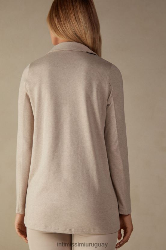 chaqueta de algodón interlock con botones Intimissimi mujer 3041-blanco V806B81360 vestir