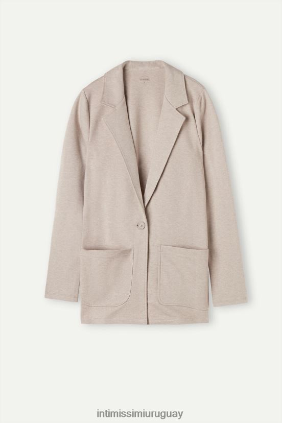 chaqueta de algodón interlock con botones Intimissimi mujer 3041-blanco V806B81360 vestir