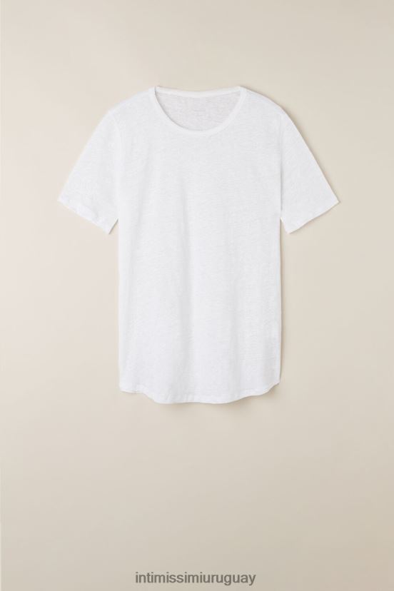 camisa de lino de manga corta Intimissimi mujer 001-blanco V806B81313 vestir