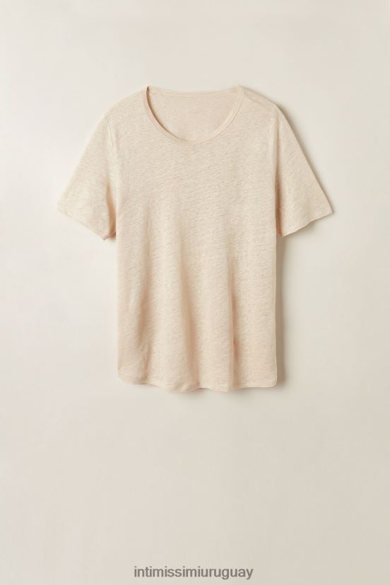 camisa de lino de manga corta Intimissimi mujer 913i-cuerda beige V806B81296 vestir