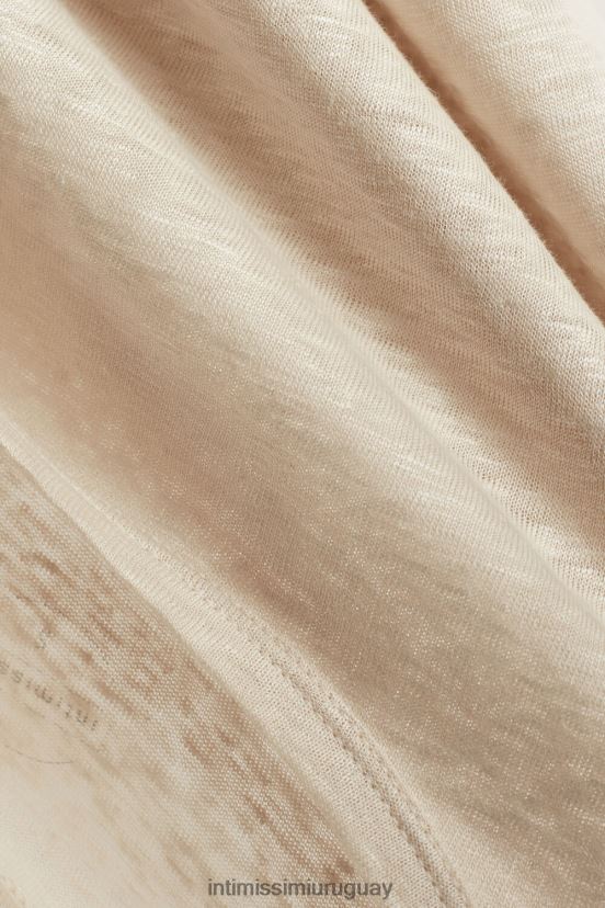 camisa de lino de manga corta Intimissimi mujer 913i-cuerda beige V806B81296 vestir