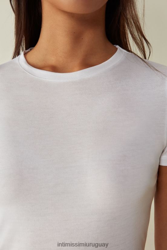 camiseta de manga corta de algodón supima ultrafresco Intimissimi mujer 001-blanco V806B81456 vestir