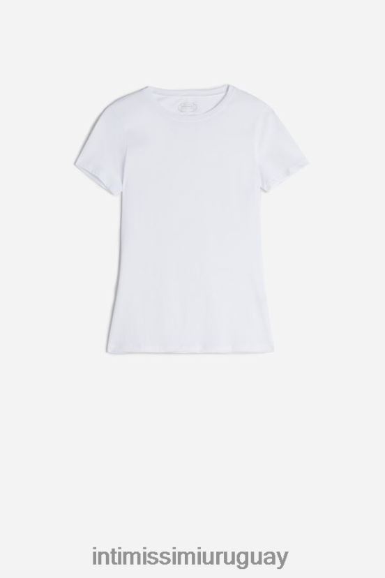 camiseta de manga corta de algodón supima ultrafresco Intimissimi mujer 001-blanco V806B81456 vestir