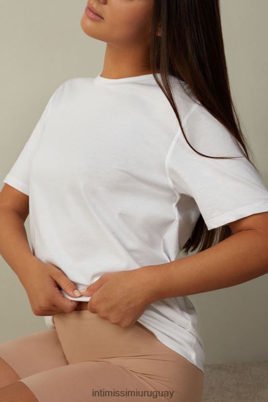 top de algodón supima de manga corta Intimissimi mujer 001-blanco V806B81422 vestir