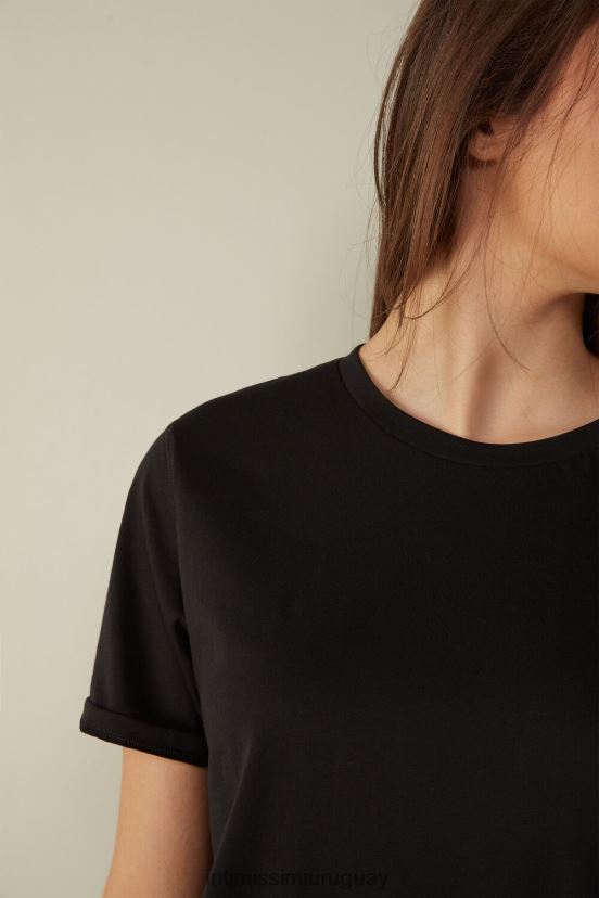 top de algodón supima de manga corta Intimissimi mujer 019-negro V806B81421 vestir