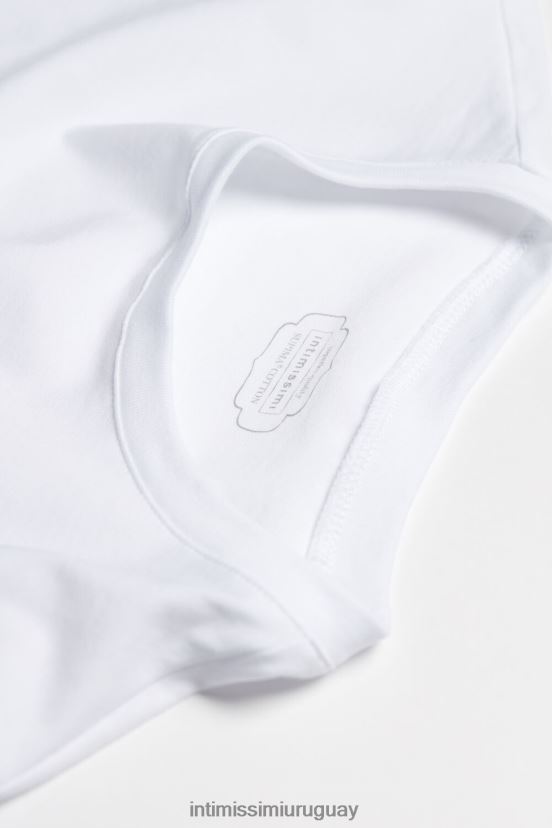 top de algodón supima elástico de manga corta Intimissimi mujer 001-blanco V806B81420 vestir