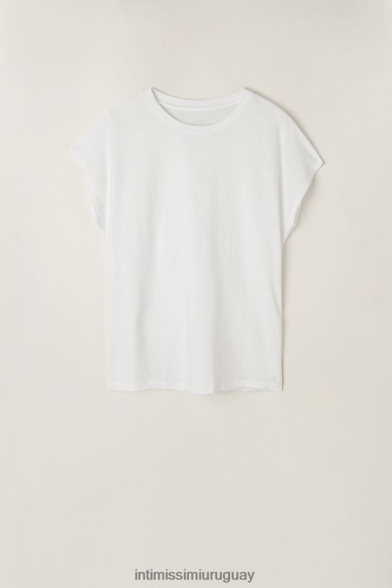 top de algodón supima ultrafresco con cuello redondo y manga corta Intimissimi mujer 001-blanco V806B81364 vestir