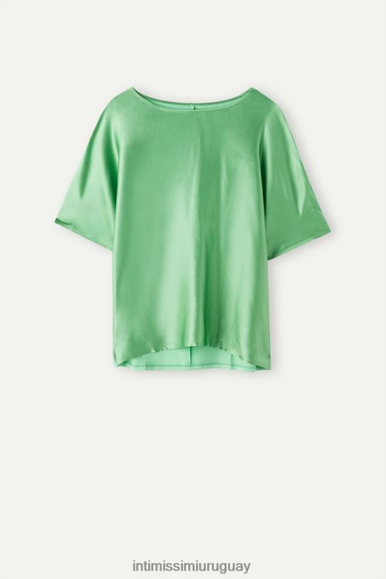 top de seda y modal de manga corta Intimissimi mujer 218j-manzana menta V806B81315 vestir