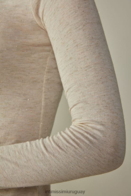 Top de cuello alto de cachemir lamé de modal ligero Intimissimi mujer 843i-blanquecino cojo V806B81381 vestir