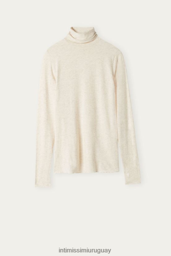 Top de cuello alto de cachemir lamé de modal ligero Intimissimi mujer 843i-blanquecino cojo V806B81381 vestir