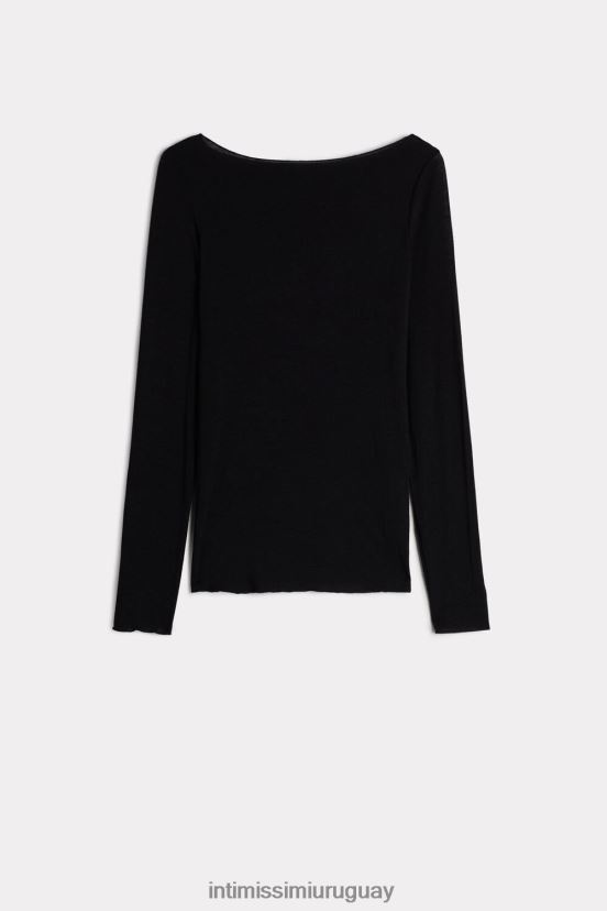 jersey ultraligero de cachemir y modal con cuello barco Intimissimi mujer 019-negro V806B81453 vestir