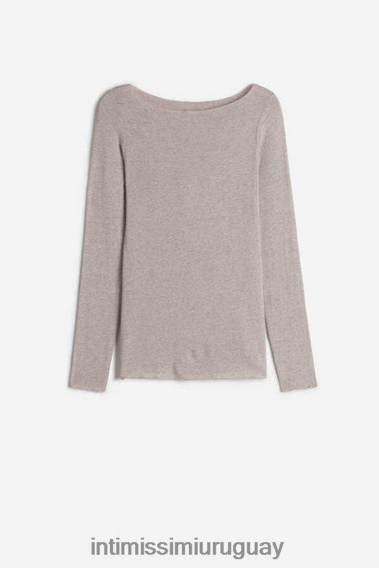 jersey ultraligero de cachemir y modal con cuello barco Intimissimi mujer 7525-concha beige melange V806B81450 vestir