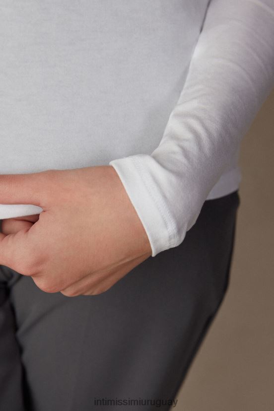 top micromodal de manga larga con cuello barco Intimissimi mujer 7478-blanco leche V806B81357 vestir