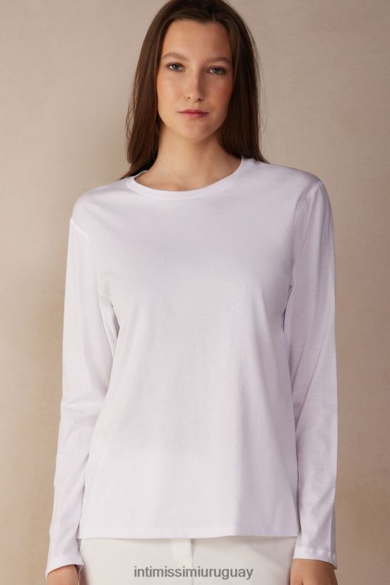 top oversize de algodón supima de manga larga Intimissimi mujer 001-blanco V806B81323 vestir