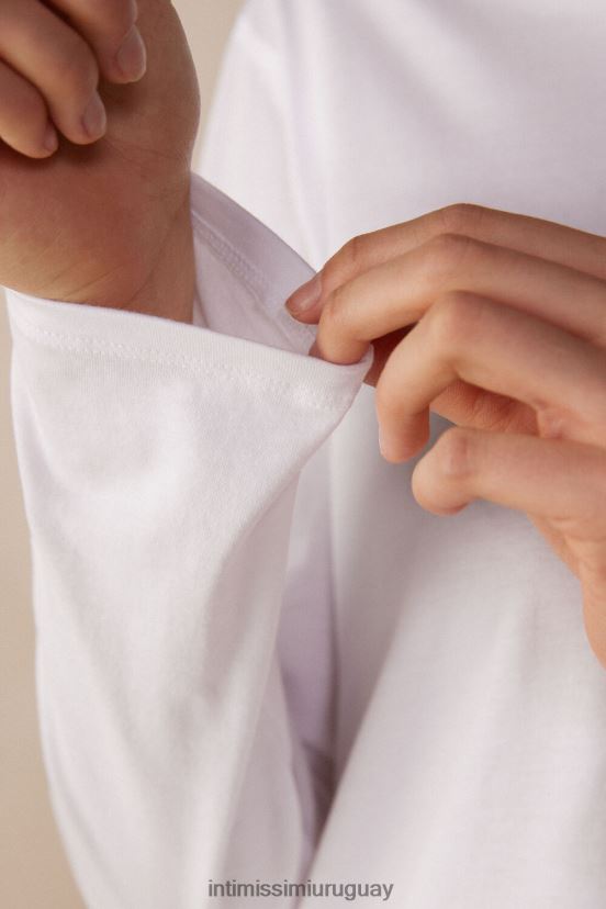 top oversize de algodón supima de manga larga Intimissimi mujer 001-blanco V806B81323 vestir