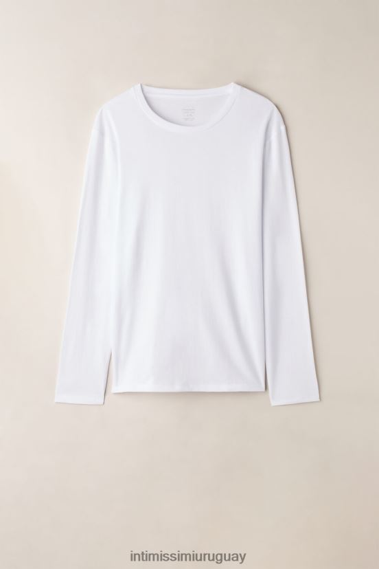 top oversize de algodón supima de manga larga Intimissimi mujer 001-blanco V806B81323 vestir